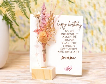 Personalized Mom Birthday Card: Dried Flower Bouquet Gift Box
