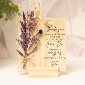 Thank You Making My Hen Do Amazing Card, Bride to be, Wood Card, Thank You For, Dry Flower, Wedding Favors Engraved Wood, Hen Party.