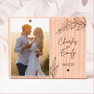Valentine&#39;s Day Gift for Him Meaningful, Personalized Wood Engraved Picture Frame, Newly Engaged Gifts for Couple, Gift for Boyfriend
