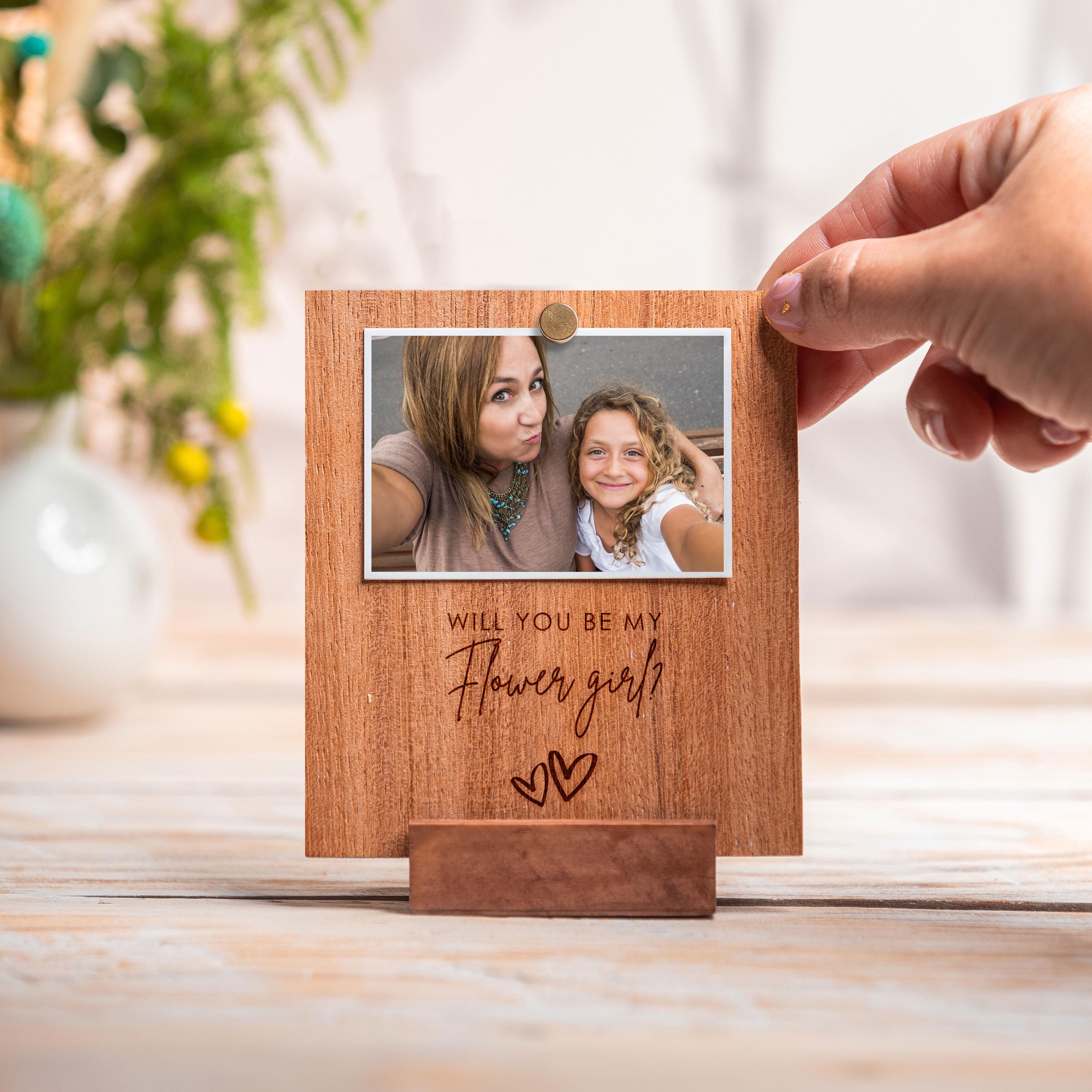 Personalized Bridesmaid Proposal Photo Frame - Engraved Wood Gift Box ...