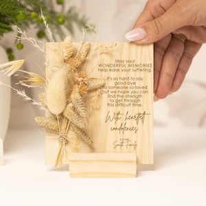 Sorry For Your Loss Card, Condolences, Family Loss, Card Dried Flowers Bouquet, Wood card, Memorial gift, wonderful memories, goodbay card