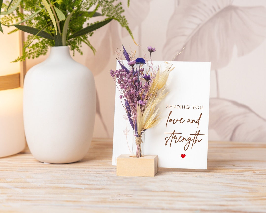 Thinking of You Card, Sending You Love and Strength, Dried Flower ...