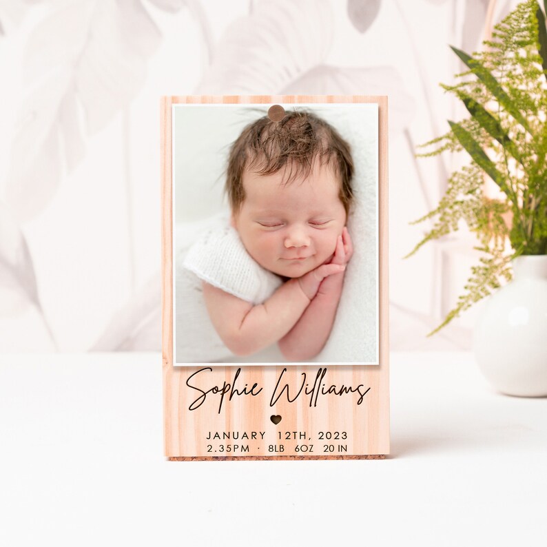 Simple and Sweet Personalized Picture Frame, New Baby Gift, Custom Engraved Photo Frame, Newborn Baby Gift, Baby Frame, engraved Gift image 3