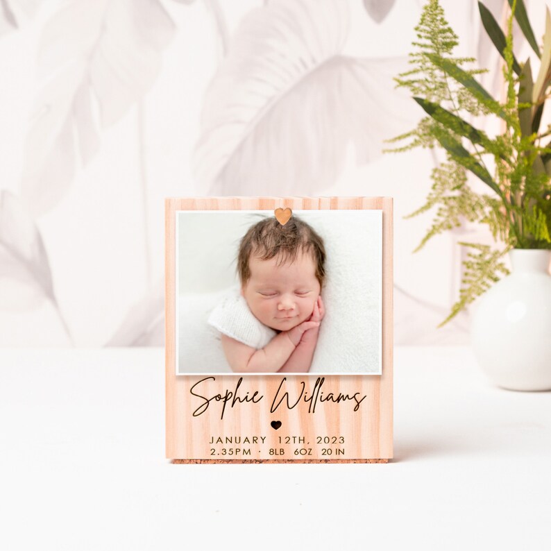 Simple and Sweet Personalized Picture Frame, New Baby Gift, Custom Engraved Photo Frame, Newborn Baby Gift, Baby Frame, engraved Gift image 4