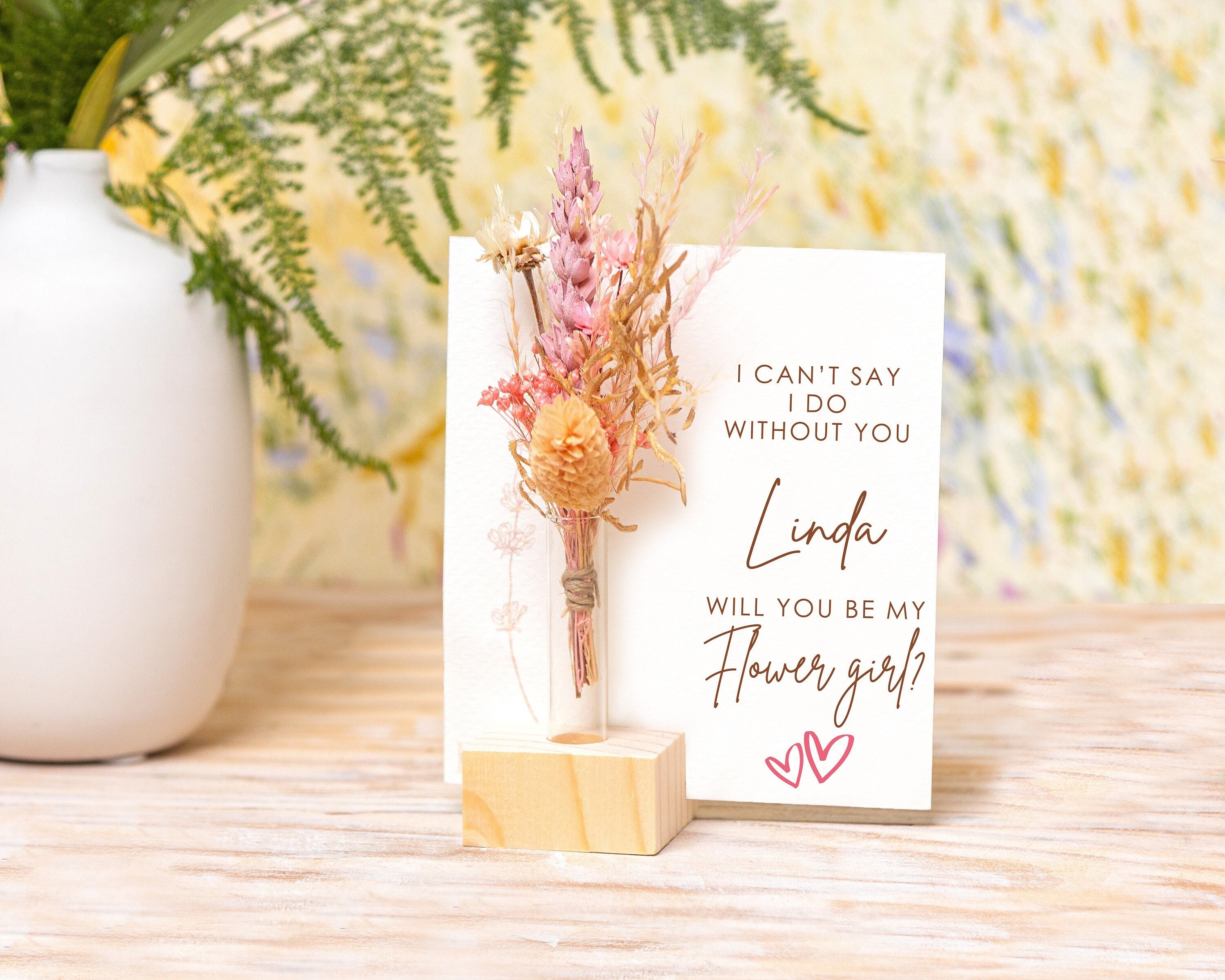 Will You Be Our Flower Girl Proposal, Dried Flower Bouquet, Vase, Baptism, Personalised Gift for girls, wedding flower girl boxes, Flowers
