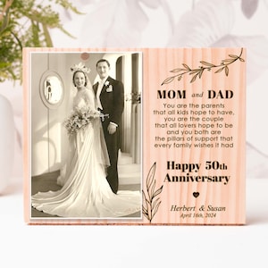 Anniversary Frame for Parents, 50th Anniversary Gift, Custom Engraved Photo Frame, Minimalist Frame Gift for Parents Golden Anniversary Gift