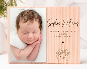 Simple and Sweet Personalized Picture Frame, New Baby Gift, Custom Engraved Photo Frame, Newborn Baby Gift, Baby Frame, engraved Gift