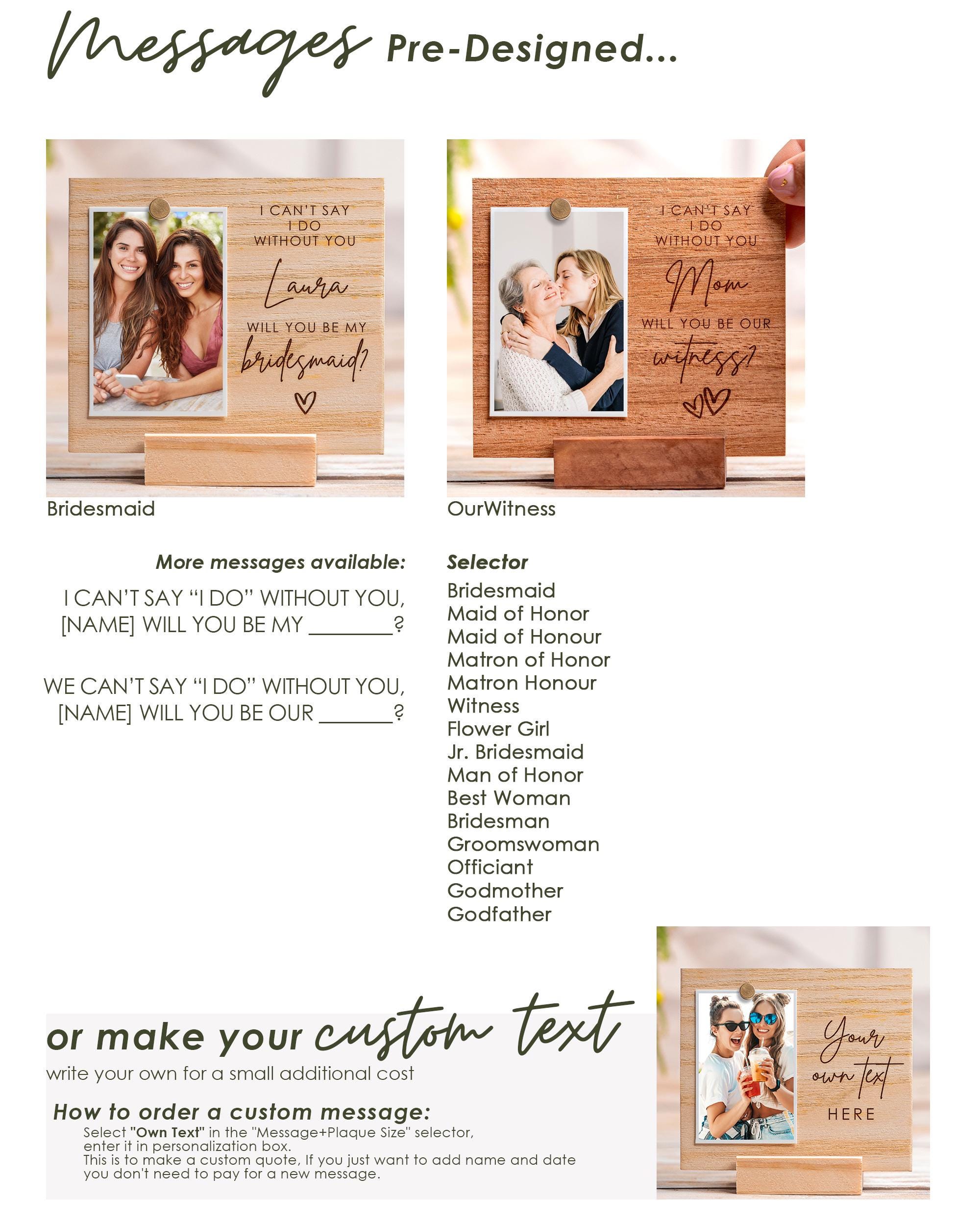 Personalized Bridesmaid Proposal Photo Frame: Engraved Wood Gift Box - Etsy
