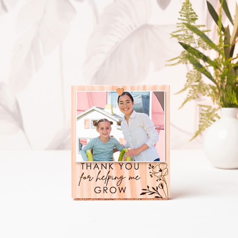 Teacher Appreciation Frame, Wood Engraved Gift, Picture Frame, Class Photo frame, Teacher Thank You Gift, End Of School Gift, Teacher Gift image 1
