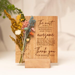 Thank You Boss Card, Work Appreciation Card, Dried Flower Bouquet, Thank You Card, World's Best Boss, Gift for Boss, the most awesome people