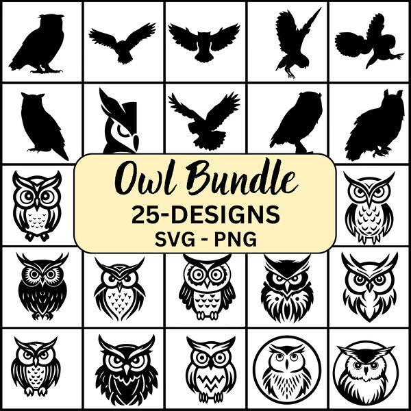 Owl svg, Owl Silhouette, Owl Sg Bundlle, Owl Head Svg, Owl Svg Png, Owl Clipart, Owl Vector, Owl cut Files, Owl Cricut, Owl Graphics