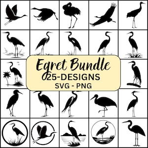 Garça Svg, Pacote Egret Svg, Silhueta De Garça, Guindaste Svg, Garça Svg, Garça Clipart, Guindaste Pássaro Vector, Pássaro Svg, Garça Branca Svg, Garça Png