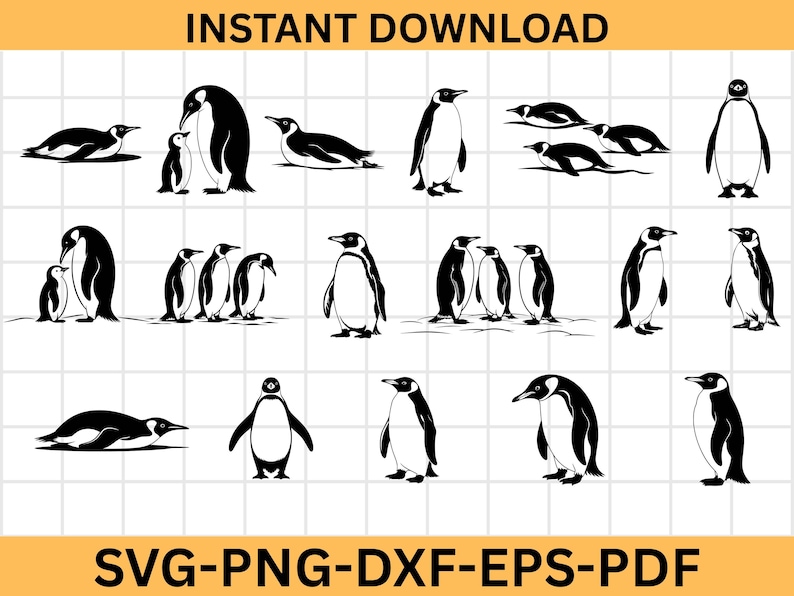 Penguin svg, Penguin svg bundle, penguin silhouette, Penguin cut file, Penguin Png, Penguin laser cut, Penguin vector, Penguin svg eps dxf