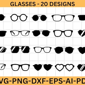 Glasses svg, Glasses svg bundle, glasses silhouette, sunglass svg, reading glass svg, glasses cut files, glasses vector, glasses svg png eps