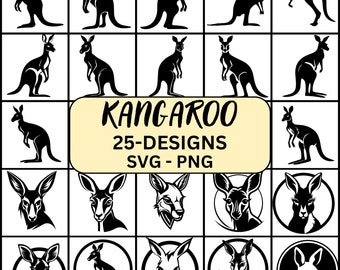 Kangaroo Svg, Kangaroo Head Svg, Kangaroo Svg Bundle, Kangaroo Cricut Files, Kangaroo Silhouette, kangaroo clipart, Kangaroo Png files