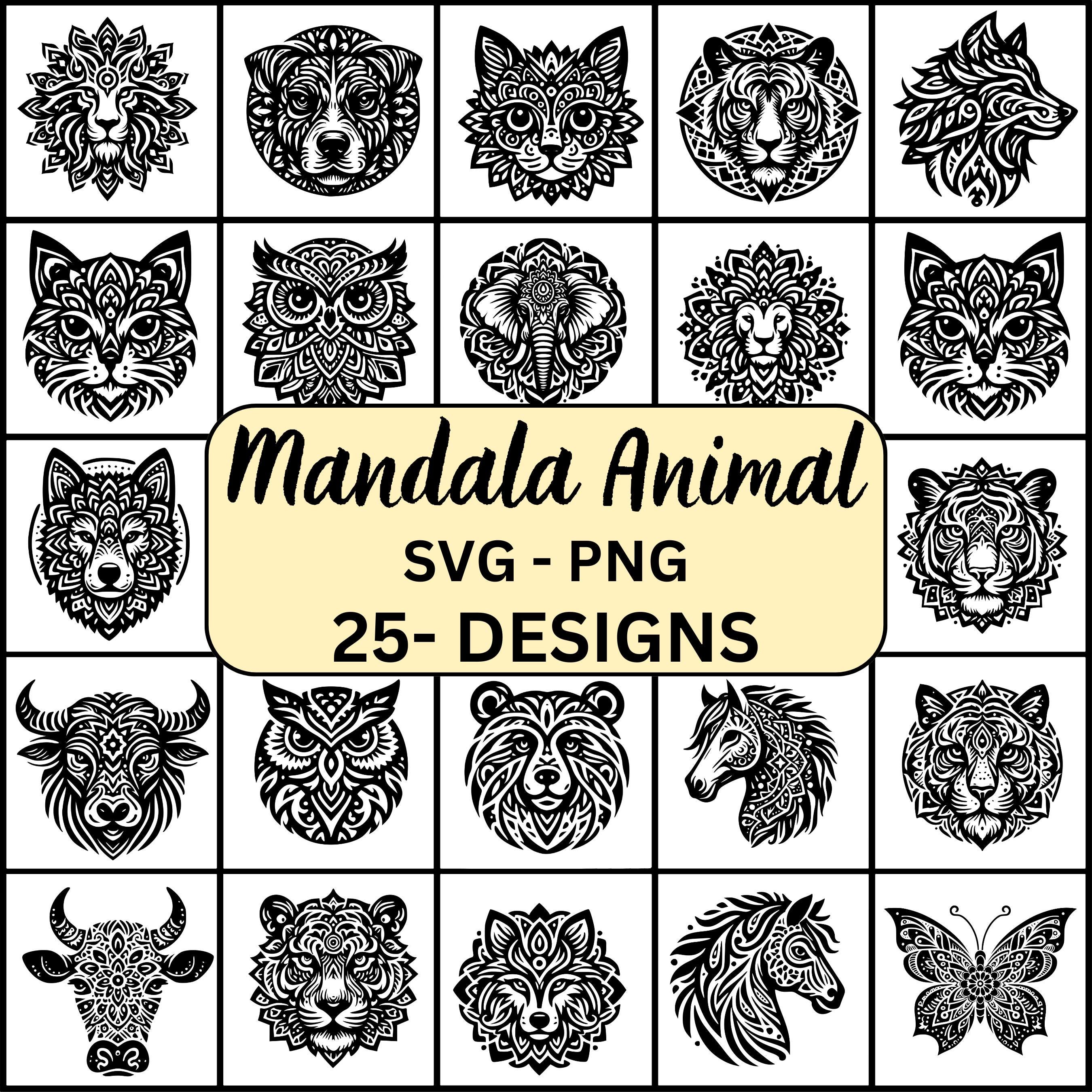 Animal Mandala Svg, Animal Mandala Svg Bundle, Animal Mandala Silhouette, Animal Mandala png, Animal Mandala Cricut, Animal Mandala Cut file