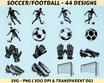 Soccer Svg, Soccer Svg Bundle, Football Svg file, Soccer Silhouette, Football Png, Soccer Cut files, soccer Clipart, Soccer Vector