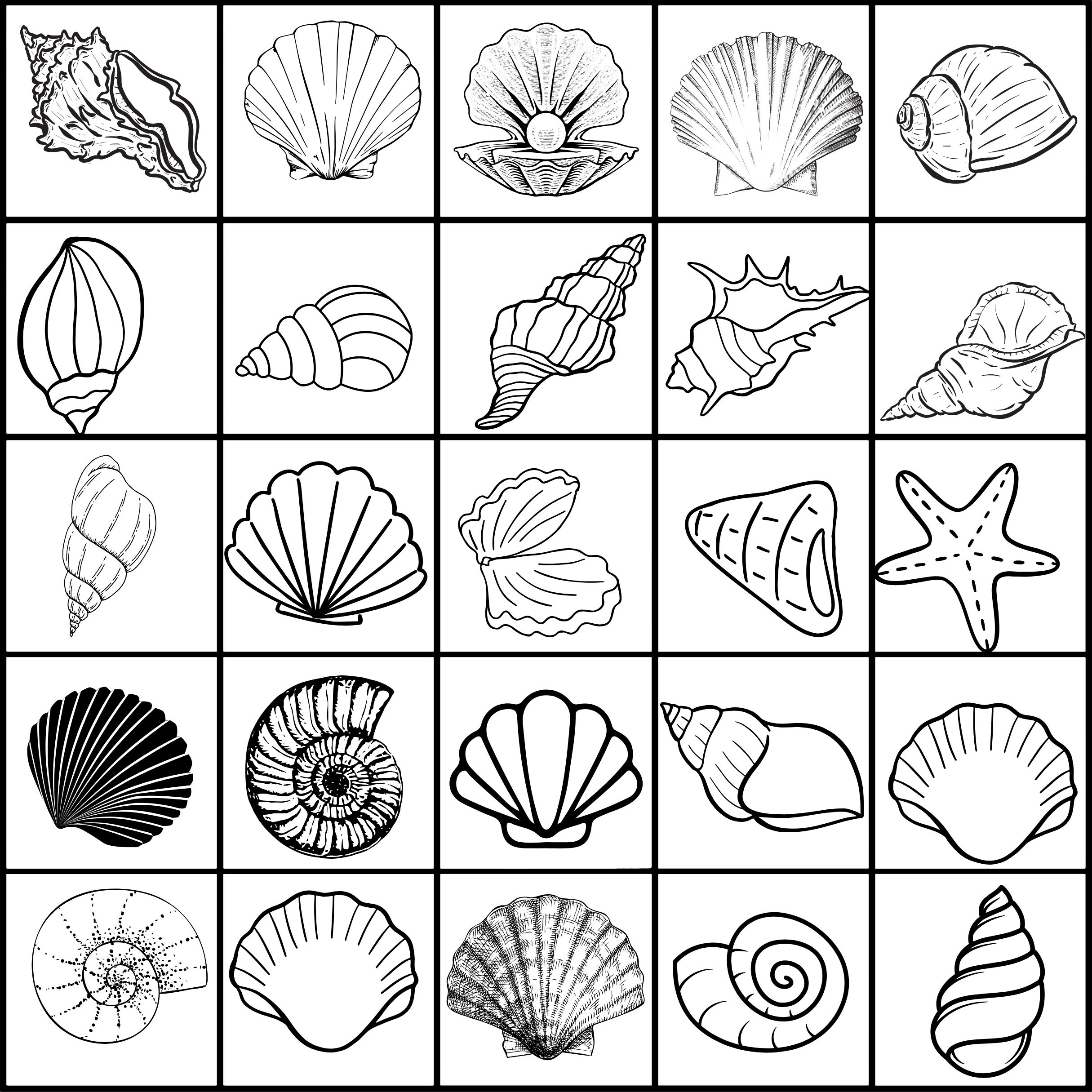 Seashell Cut Out Pattern Seashell Svg, Seashells Svg, Seashell Svg Bundle, Seashell Clipart ...