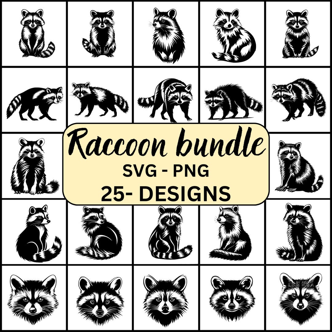 Svg Racoon Rabid Raccoon Svg, Racoon Svg, Raccoon Svg Bundle, Raccoon Silhouette ...