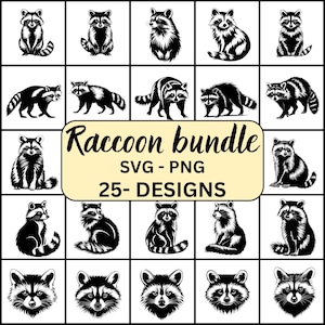Raton laveur Svg, Svg de raton laveur, lot de Svg de raton laveur, silhouette de raton laveur, clipart de raton laveur, png de raton laveur, raton laveur Cricut, vecteur de raton laveur, fichiers de raton laveur