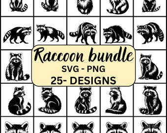 Raccoon Svg, Racoon Svg, Raccoon Svg Bundle, Raccoon silhouette, Raccoon Clipart, Racoon png, Raccoon Cricut, Raccoon Vector, Racoon files