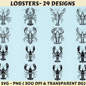 Lobster Svg, Lobster Svg Bundle, Lobsters Svg, Lobster Silhouette, Lobster Png, Lobster Cut files, Lobster Clipart, Lobster Vector, Lobster