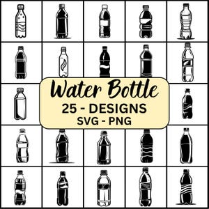 Bouteille d'eau Svg, bouteille d'eau svg, Silhouette de bouteille d'eau, bouteille d'eau coupe fichiers, clipart bouteille d'eau, bouteille d'eau Svg Png