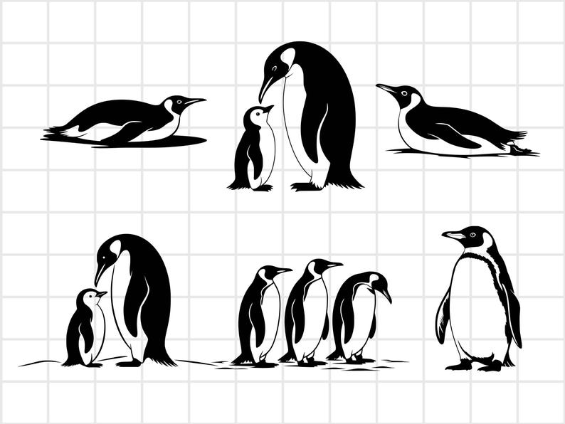 Penguin svg, Penguin svg bundle, penguin silhouette, Penguin cut file, Penguin Png, Penguin laser cut, Penguin vector, Penguin svg eps dxf