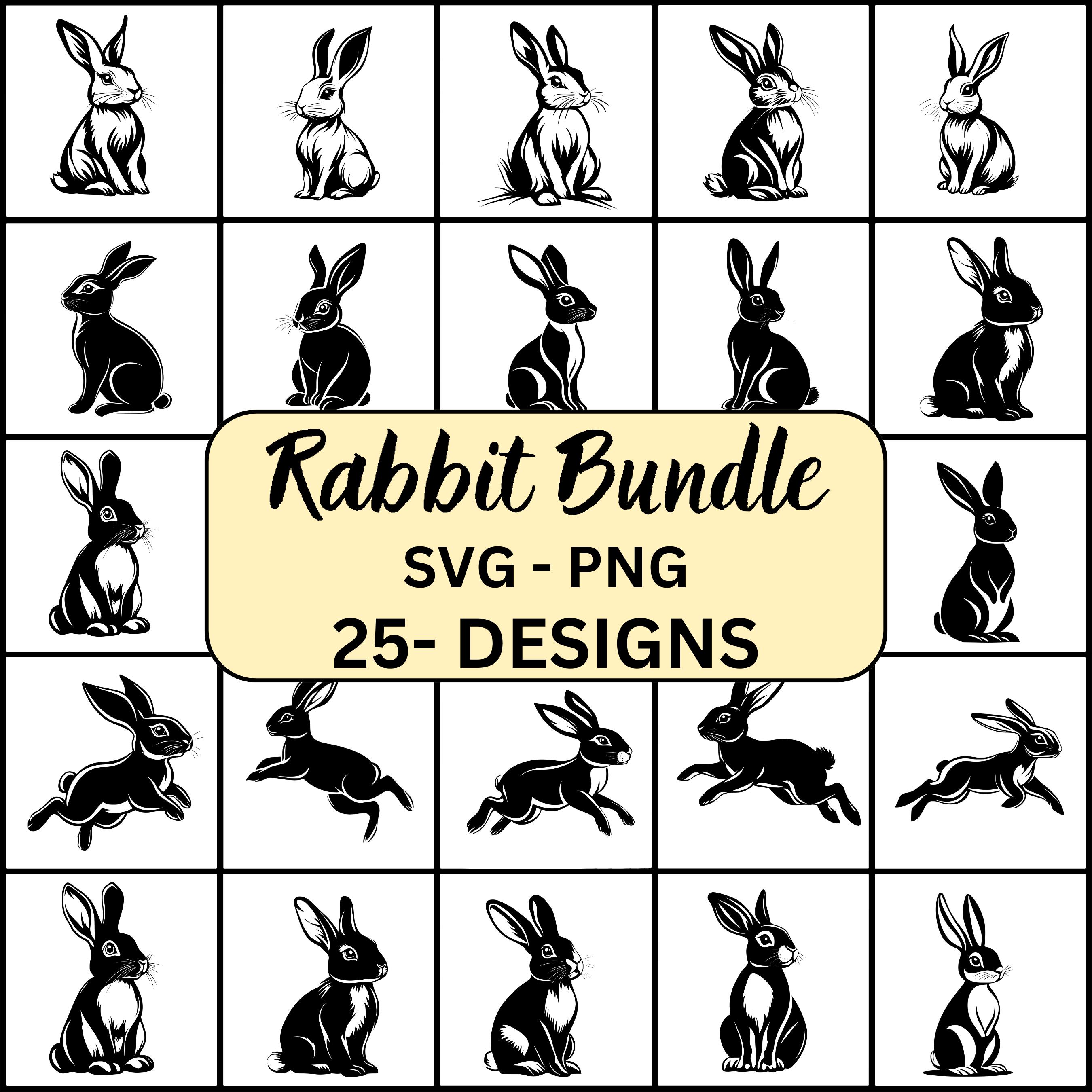 Rabbit Svg, Rabbit Svg Bundle, Rabbit Laser Cut, Rabbit Silhouette ...