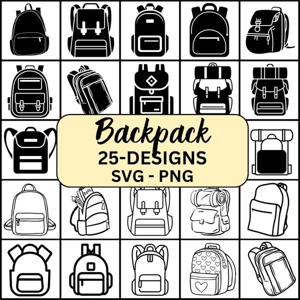 BackPack Svg, backpack Svg Bundle, Backpack Silhouette, Backpack Cricut Files, School Backpack Svg, Travel Backpack Svg, Backpack Png Files