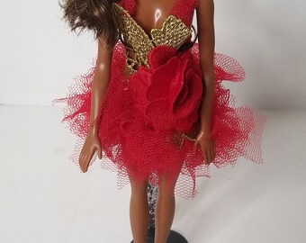 Red Netted Dress for 12" Fashion Royalty, Poppy Parker, Nu Face Dolls