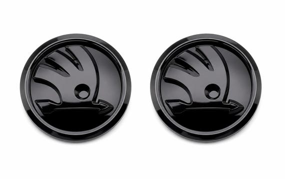 Skoda Emblem Badge Black 90mm | Tuning Logo Overlay | Octavia Fabia Superb Yeti Rapid | Car Accessory Gift DE AT