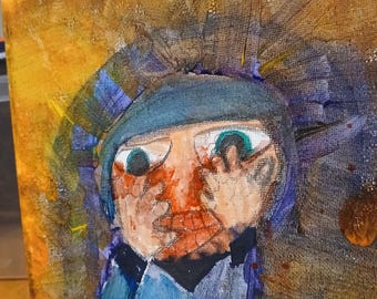 Abstract Figurative Portrait Painting, Expressionist Style