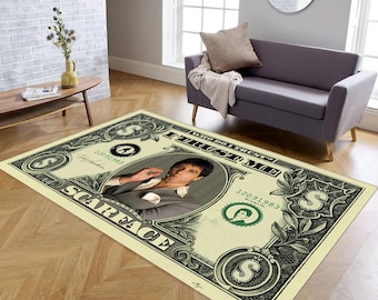 Tony Montana Rug, Scarface Rug, Scarface Decor, Gift For Him Her, For Living Room, Mafia Theme Rug, USA Dollar Rug, Dollar Bill Rug,Area Rug
