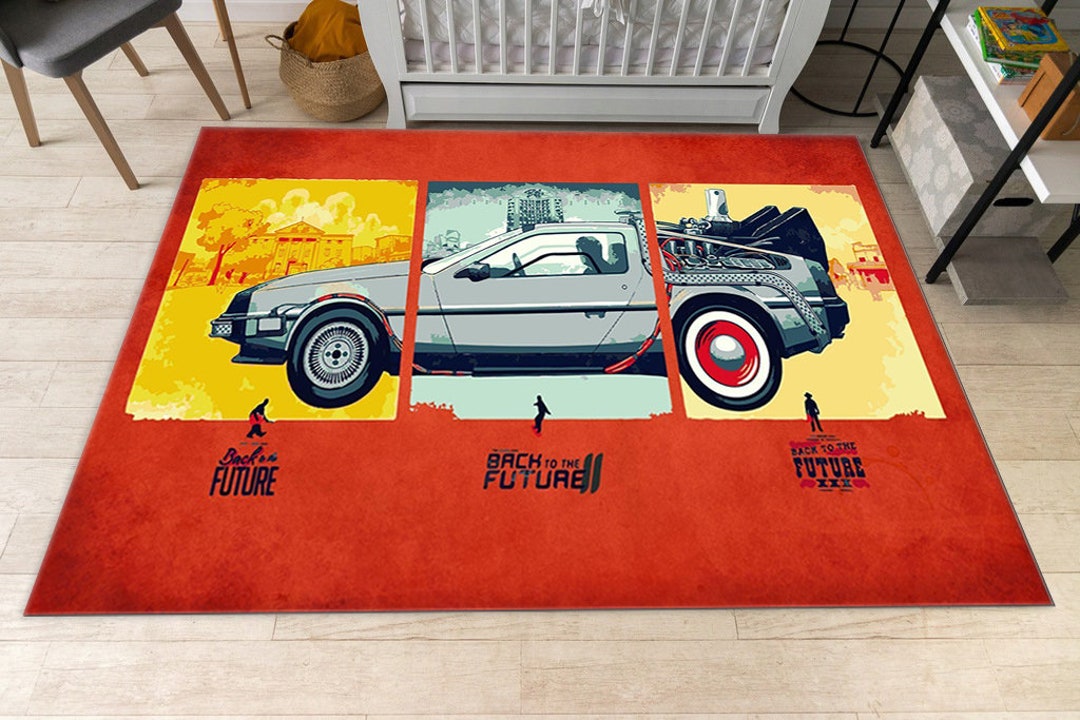 Back to the Future Rug, Retro Movie Rug, Time Machine Rug, Living Room ...