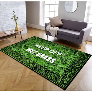 Keep Off Rug, Wet Grass Rug, Living Room Rugs, Office Rug, Home Decor, Housewarming Gift, Floor Rug, Horizontal Rug, Green Rug, Fashion Rug