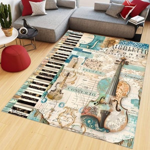 Music Rug, Piano Rug, Violin Rug, Ambiance Rug, Gaming Rug, Home Decor Rug, Living Room Rugs, Cool Rug, Area Rug, Gİft For, Office Carpet