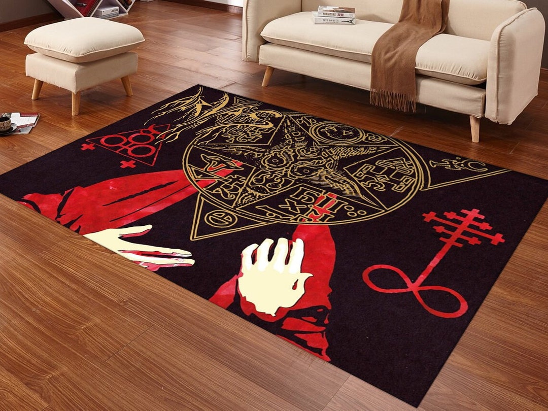 Satan Rug, Witch Rug, Devil Rug, Ritual Rug, Pentagram Rug, Room Decor ...