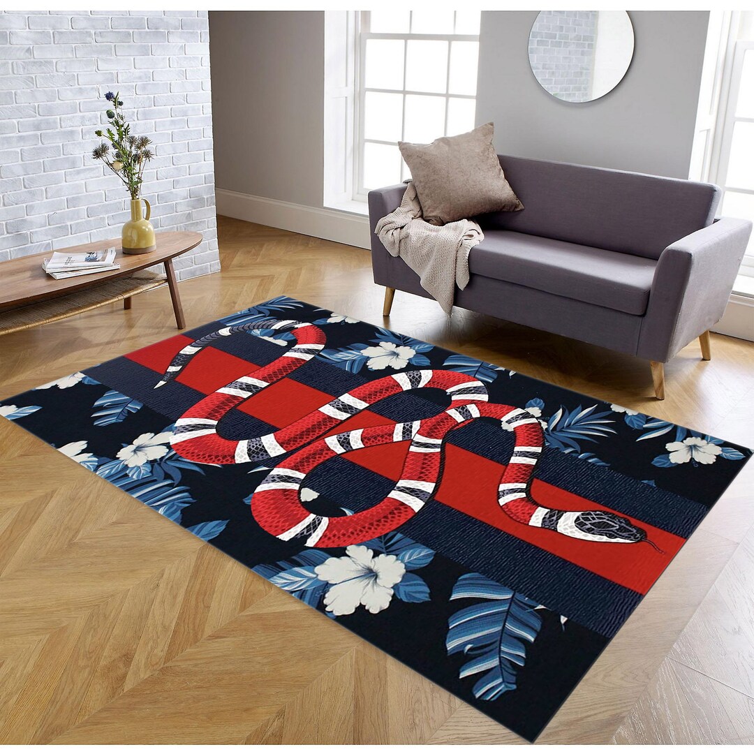 Snake Rug, Snake Room Decor, Cool Rug, Blue Red Rug, Office Rug, Modern ...
