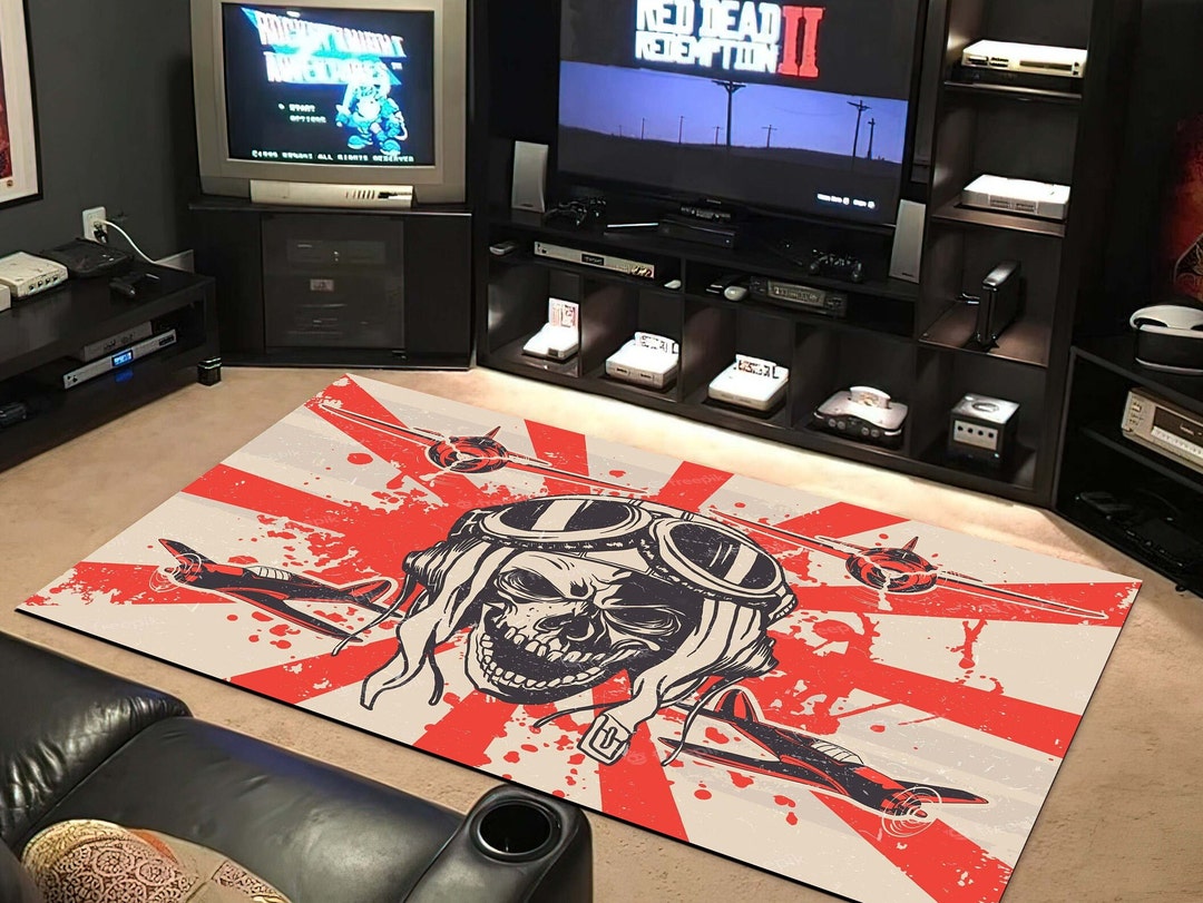 War Machine Rug Japanese Sun Rug, Japan Flag Rug, Fighter Plane Rug, World War 2 Decor ...