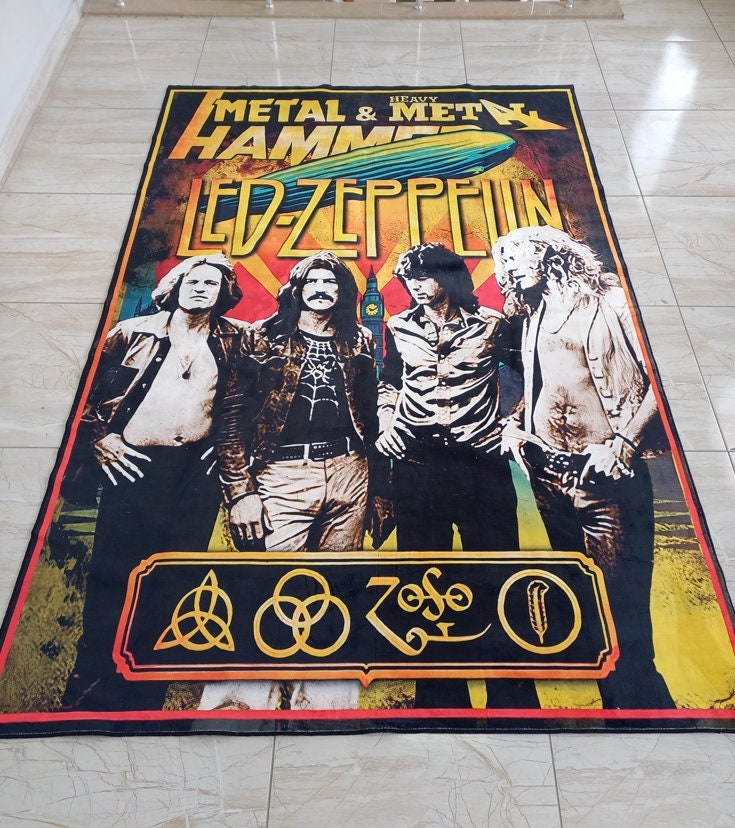 Led Zeppelin Rug, Ledzeppelin Decor, Heavy Metal Rug, Rock Music Rug
