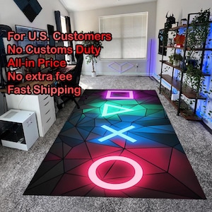 Gamer Rug, Gaming Room Rug, Neon Look Rug, Shining Rug, E-Sports Rug, Neon Rug, Fashion Rug, Gift For Gamers, Gift For Him Her, Area Rug