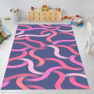 Pink Rug, Pink Lines Rug, Kids Room Decor, For Childs, Hall Rug,  Area Floor Rug, Personalized Gift, Room Decor, Cool Rug, Modern Rug