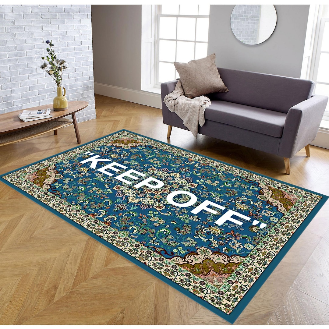 Keep off Rug Modern Keep off Rug Afghan Rug Blue Patterned Etsy