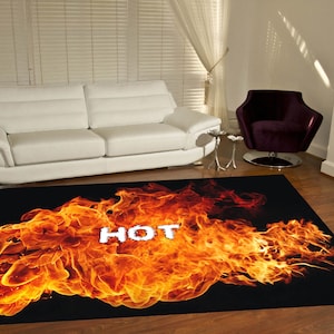 Hot Ground Rug, Flame Rug, Fire Themed Rug, Area Rug,Home Decor, Orange Rug,Fashion Rug, Modern Rug, Gift For Him Her, Fireplace Head Decor