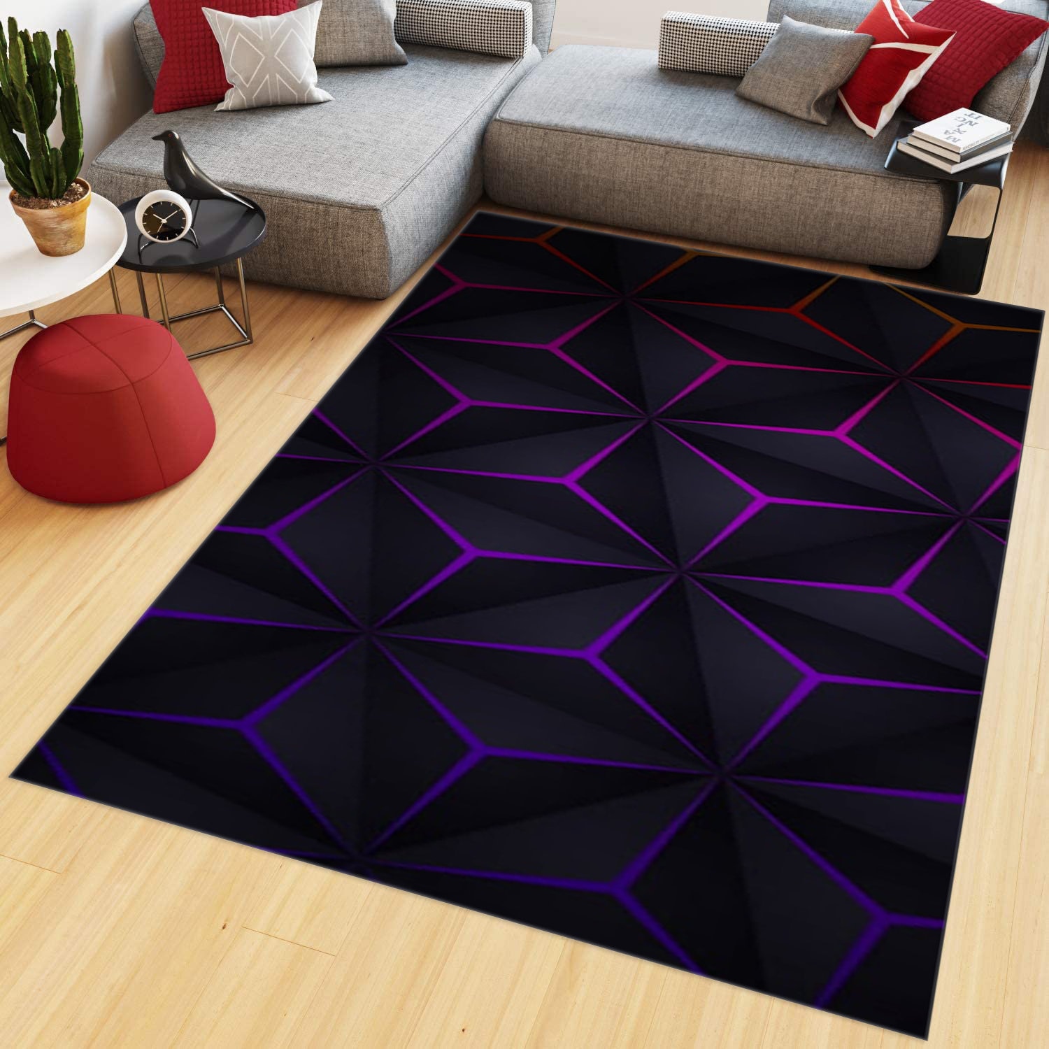 Geometric Gaming Rug Gamer Rug Gaming Room Rug Neon Look Rug Shining Rug - Etsy