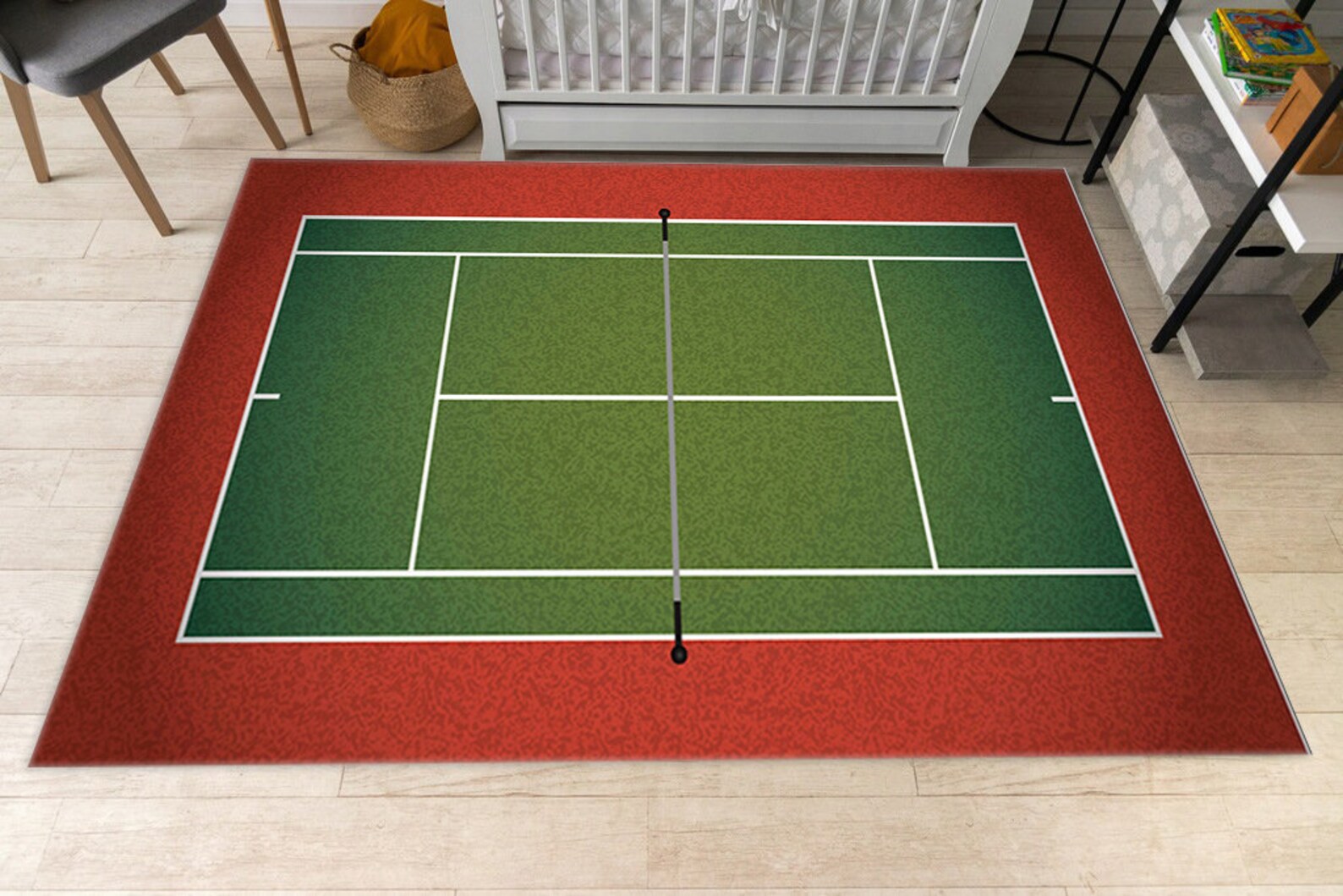 Tennis Coloured Rug Tennis Court Rug, Tennis Field Rug, Gaming Mat, Playing Mat, Kids Room ...