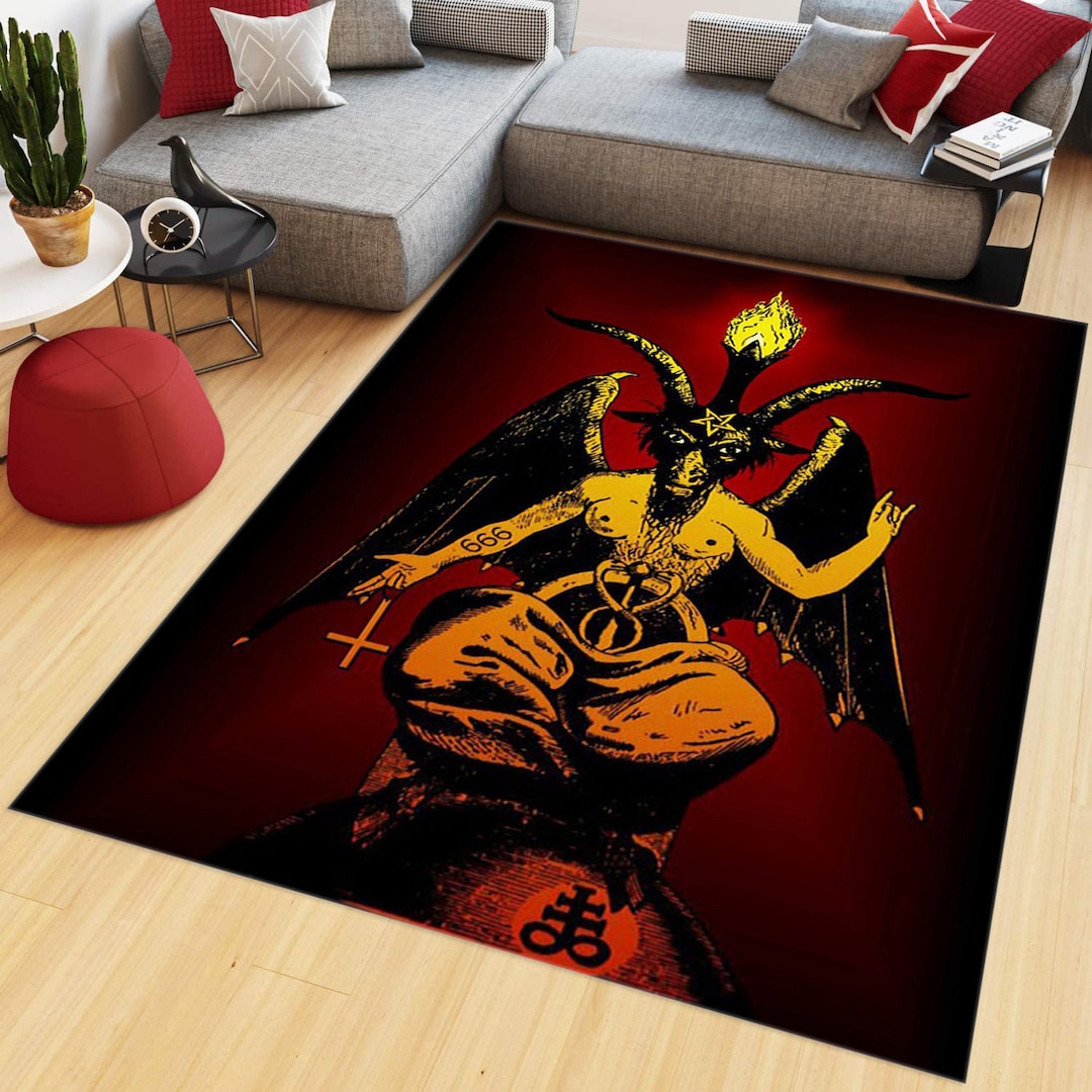 Satan Rug, Witch Rug, Devil Rug, Ritual Rug, Pentagram Rug, Room Decor ...