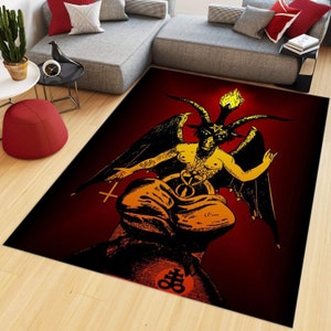 Satan Rug, Witch Rug, Devil Rug, Ritual Rug, Pentagram Rug, Room Decor, Cool Rug, Living Room Rugs, Lucifer Rug, Gift For Him Her, Floor Rug