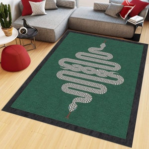 Green Rug, Snake Rug, Fashion Rug, Modern Art Rug, Luxury Decor, Office Rug, Living Room Rugs, Gift For Him Her, House decoration, Floor Rug